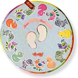 Cotton Kanku Pagla as Ritual to Swaagat welome Born baby at home first time Take Baby footPrints Name Date Printed Design Asan Rumal With Bag (Round)-27