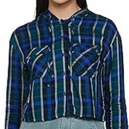 max Women's Polyester Regular Fit Checked Shirt with Hood-picture-16