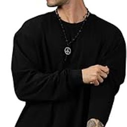 Oversized Cotton Plain Full Sleeve Round Neck T Shirt for Men-image-22