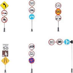 6Pcs 1:87 Ho Traffic Signage Train Highway Street Scenes Building Decorative-picture-15