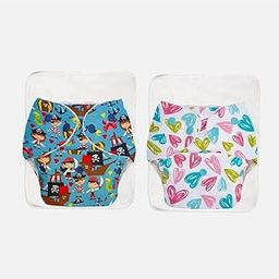 SuperBottoms BASIC Pack of 2 Diaper + 2 Inserts, Combo Pack of Assorted Freesize Washable and reusable cloth diaper with dry feel soakers,Unisex Baby (5-17kgs).-4