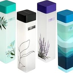 AQUAWARE Frosty Plastic Food Grade Fridge Square Bottle Gift Set(4 Pieces,1L,Labelled Floral Design), 950 milliliter-picture-12