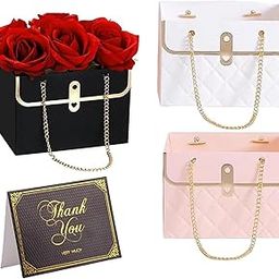 3Pcs Flower Packaging Box, Bouquet Wrapping Paper, Bouquet Paper Wedding Birthday Graduation Party Gift Wrap Bag(Pink Black White)-image-96
