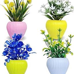 Flora Planet® Artificial Plants Pack of 4 | Multi Variety | Durable Plastic | Ideal for Hassle-Free Home Decor and Wall Decor | 6 cm X 15 cm | Perfect Home Decor Items-image-44