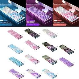 VISTORA Mechanical Gaming Keyboard USB RGB Backlit for PC Game Office White Pink-image-25