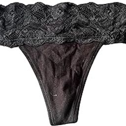 VPSKWomen's Thong Underwear - 1 Pack Microfiber Stretch Lace Panties Soft & Sexy Lingerie for Women/Soft lace Waistband/G String Thong Panty/lace Waist Thong|Combo of 1 Black-image-82