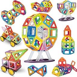 Wembley Magnetic Blocks for Kids Magnetic Tiles Magnet Toys for Kids STEM Learning Creative Educational Brain Development Game - 126 Pcs-image-7
