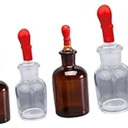 Cabilock 6Pcs Glass Dropping Bottles White Brown Reagent Bottles for Essential Oils Laboratory Easy Press Dropper Design for Mixing Transferring-image-1