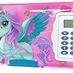 YBN Multipurpose Magnetic Pencil Box With Calculator & Dual Sharpener For Girls & Boys For School Big Size Cartoon Printed Pencil Case For Kids Plastic, Pack Of 1 (Unicorn), Pink-10