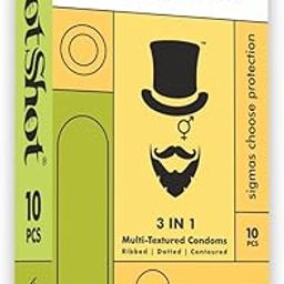 HOT SHOT 3IN1 Ribbed, Contoured, Dotted Condom For Men - 10 Count-31