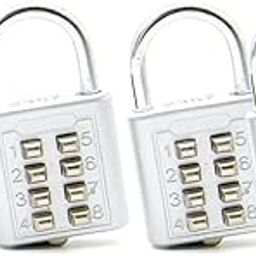 Hometu Portable Combination Push Button Lock Keyless - 8-Digit Password Button Padlock for Locker Luggage Suitcase Backpack Toolbox Silver 4Pcs/Set-8