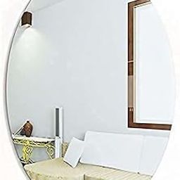 QAVO Oval Shape Adhesive Mirror Sticker for Wall on Tiles Bedroom Living Room Basin Mirror Bathroom Wall Mirror Both Side Sticker Acrylic Wall Mirror Vanity Mirror, Makeup Mirror (Style_24-51