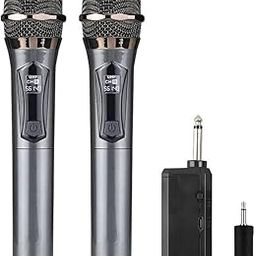 WRADER Wireless Rechargeable Handheld Karaoke Microphone Range up to 200ft/60 Meters DJ Party Church Wedding Stage Mic (Black, Wireless Receiver, Pack of 2)-image-18