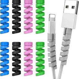 Cable Saver Multipurpose Spiral Charger Cable Protector Data Cable Charging Cord Protective (Multi Color) (Pack of 2) 8 Pieces-17