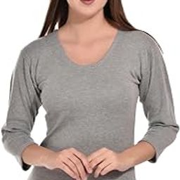 Women’s Thermal Top – Snug Fit ¾ Sleeve Innerwear for Winter | Soft & Warm | Round Neck | Available in White, Grey & Black-image-88