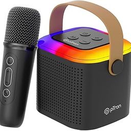 pTron Newly Launched Fusion Tunes 10W Mini Bluetooth Speaker with Wireless Karaoke Mic, 8Hrs Playtime, Vivid RGB Lights, Voice Effects, Multi-Play Modes BT5.1/TF Card & Type-C Charging Port (Black)-9