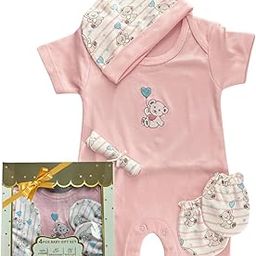 KIDONEX Baby Gift Set for Newborns – 4 PCS | 100% Cotton Half Romper, Cap, Mittens & Napkin | Soft & Breathable Infant Clothes | 0-6 Months | Baby Shower Gift-image-78