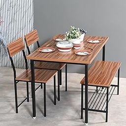Steel Dining Table 4 Seater - Small Dining Table for 4 with Chairs - Compact Dining Table Set for Home Kitchen Office - Dinning Table Chair Set - Space Saving Design-image-111