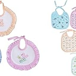 Da Anushi Soft Cotton Washable & Reusable Multicolor Highly Absorbing/Comfortable and Easily Adjustable Feeding Bibs In Apron Style For Babies,Toddlers,Infants-picture-3