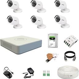 Clocite HIKVISION 8 Channel DVR with 2MP 6 Bullet Cameras (Day/Night Vision) + 1TB HDD + Cable Roll (1+3) 4 CH Power Supply + BNC & DC Full Combo Kit-14
