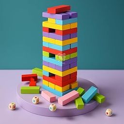 Storio Toys & Games Tumbling Tower Game for Kids and Adults, Wooden Blocks with Dices Game|Stacking Game Challenging Dice Game Maths Game-12