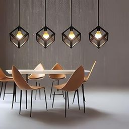 GreyWings Metal Cube Hanging Ceiling Pendant Decorative Light, Black, Pack of 4-image-55