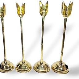 Brass Tirkathi Stand Set of 4-13.5 Inch Long Traditional Aarti Stand | Handcrafted Brass Religious Decor for Puja Rituals-image-53
