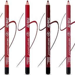 Shryoan Pretty Me Bold Lipliner & Eye Liner Pencil | Waterproof & Smudge Proof | Long-lasting Lip Liner | Matte Finish Lip Pencil | Non-drying Formula (Set of 4 (Shade 02), Set of 4 (Shade 02))-13