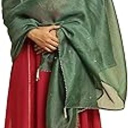 Women's Polyester Dark Green Embellished Kota Dupatta With Gota_23AUW82078-220575_Free Size-image-2