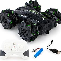 Zest 4 Toyz Remote Control Car for Kids Double-Sided Stunt Car Off-Road Vehicle with Drift Wheels 360° Rotation Rechargeable Battery High-Speed Racing Car for Boys and Girls- Black-picture-6