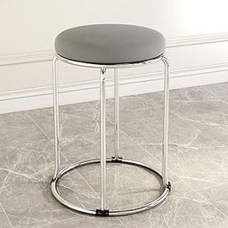 Nutech Decor: Elegant Vanity Stools for Amazon.in - Transform Your Space with Stylish Coffee/Tea/Milk Shop Bar Stools, Bedroom Velvet Seating, and More (Silver Legs, Light Grey)-image-2