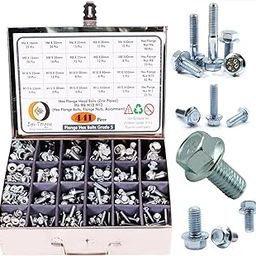 Epi-Torque; The Epic Torque #Doityourself Zinc Plated Hex Head Flange Bolts Dia M6 M8 M10 M12 Assorted Lengths 16MM-50MM Pack of 441 Pcs Assortment-11