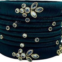 Silk Thread Kundan Embellished 8Pcs Set Bangles for Babies, Girls and Women for Festival, Traditional, Birthday, Everyday Office-casual wear in Multiple Colors-image-67