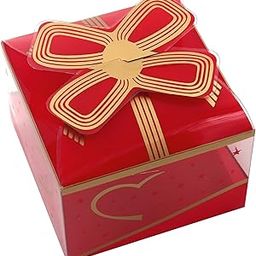 Paras Plastic Square Pvc Transparent Chocolate Gift Packing Boxes Empty Fancy Folding Party Favour Gift Boxes for Wedding Return Gifts, Red, Pack of 50 Gift box-11
