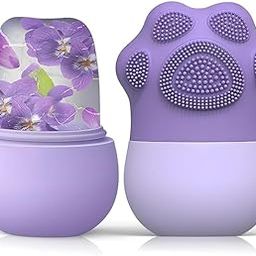 FLASHKITCH Ice Roller for Face with Scrubber, DIY Skincare Tool Set, Food Grade Silicone, Reusable Face Massager for Glowing Skin, Purple-23