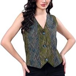 Multicolor V-Neck Woolen Waistcoat-image-4