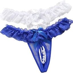 Sexy Low Waist Pearl T-Back Briefs Underwear Lace Thongs Panties Lingerie G-String Tie Hollowed Thong Combo-image-53
