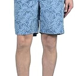 Men's Blue Floral Print 100% Cotton Lounge Shorts-image-67
