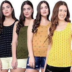 Women Tank Top – Regular Fit Cotton Sleeveless Tee | Ladies Casual Tank Top,Stylish Women Clothing,Soft Cotton Tank for Girls & Women-Pack of 4-image-90