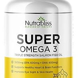 Nutrabliss Super Omega 3 Triple Strength Salmon Fish Oil EPA 600 Mg DHA 400 Mg Supports Healthy Hearts, Brain Functions, Improves Eyesight And Skin Health For Men And Women (60 SoftGels)-15