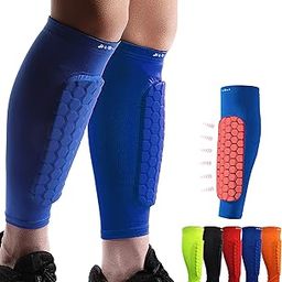 HiRui Soccer Shin Guards Shin Pads for Kids Youth Adult, Calf Compression Sleeve with Honeycomb Pads, Support for Shin Splint Baseball Boxing Kickboxing MTB, Lightweight(1PAIR) (Blue, X-Small)-image-71
