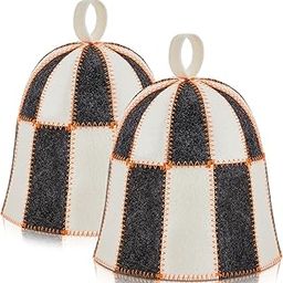 JaGely 2 Pcs Embroidered Wool Sauna Hat Winter Cell Banya Hat Ukraine Finnish Russian Sauna Accessories for Men Women, Gray and White-image-40
