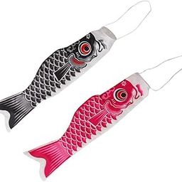 VELURA 150cm Black + Pink Various Japanese Windsock Carp Flag Koi Nobori Sailfish|1 Piece Black Japanese Koinobori| Windmills & Wind Spinners| Yard, Garden & Outdoor Living-image-76