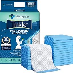 Tinkle Med Maxsorb Disposable Bed Underpad Sheets, Incontinence Bed Pad/Mat Under Sheet, 20 Pcs, Blue, Large, 60x90cm, Waterproof & Ultra Absorb Bed Wetting Protection Sheet for Adult Patient Hospital-19