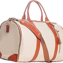 PU Leather Duffle Bag Adjustable Strap Weekender Bag for Trip Hiking Outdoor Beige|1 Duffle |Clothing, Shoes & Accessories-image-22
