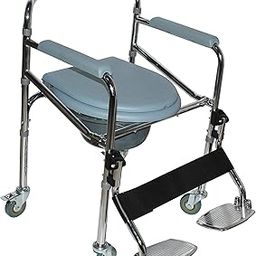VEAYVA SUPREME HEAVY DUTY FOLDABLE COMMODE WITH WHEELS AND FOOT REST TOILET CHAIR EASY TO FOLD AND CLEAN-picture-23
