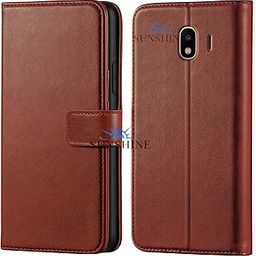 Leather Vintage Shock Proof Flip Case Back Cover for Samsung J4 Sport (Flexible | Leather Finish | Card Pockets Wallet & Stand |Brown)-image-40