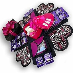 US IDEAL CRAFT Explosive Gift Box, Birthday Gift, Wedding gift, Valentine Love Gift for your wife/husband, fiance, boyfriend With 12 Chocolate Each 10 RS (1 PINK TIN BOX INCLUDES TEDDY & ROSES)-image-6