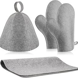 JaGely 3 Pcs Sauna Accessories Set Including Wool Sauna Hat Sauna Mitten Heat Insulation Sauna Cushion for Men Women Shower Sauna Supplies, Gray-image-36