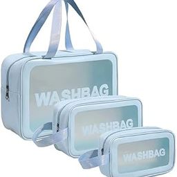 Bistilite Makeup Pouch Travel Toiletries Organizer Cosmetic Bags Portable Organizer Bag Carry Pouch for Women Bathroom Set of 3 (Blue)-image-84